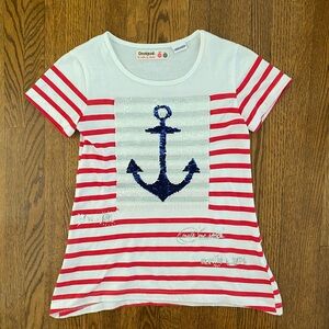 Desigual Girl’s S/S Stripe Tunic with Reversible Sequins Size: 9/10